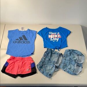 Mixed Group of Girls’ 2 T-Shirts & 3 Shorts (Nike, Adidas, Joe’s Jeans) Size 2T